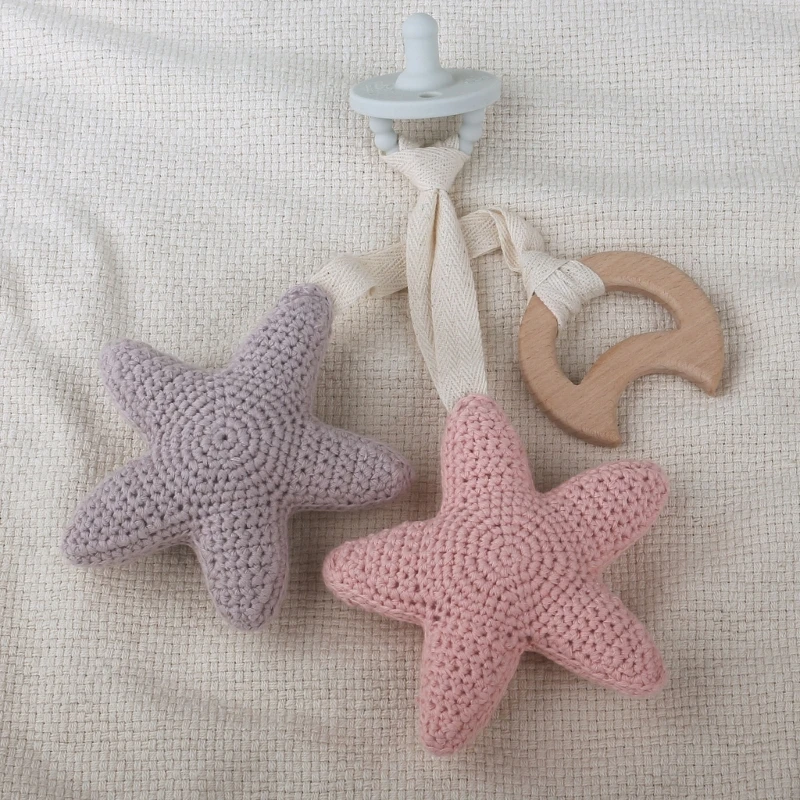 Portable Five-pointed Star Babies Pacifier Holder Baby Pacifier Hanging Decorations Cotton with 13cm/5-inch Lanyard