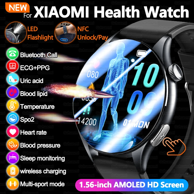 

Для Xiaomi Health Браслет 1,56 ''480 AMOLED Экран Смарт-часы ECGPPG Липиды в крови Мочевая кислота Bluetooth Часы для звонков Мужчины Женщины
