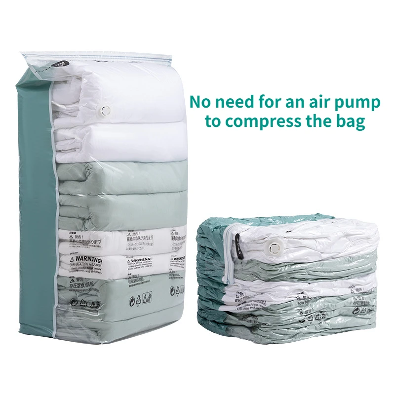 No Pumping Vacuum Bags Large Plastic Storage Bags for Storing Clothes blankets Compression Travel storage bag Sitting Pressure