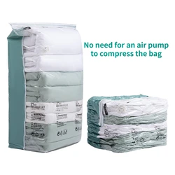 No Pumping Vacuum Bags Large Plastic Storage Bags for Storing Clothes blankets Compression Travel storage bag Sitting Pressure