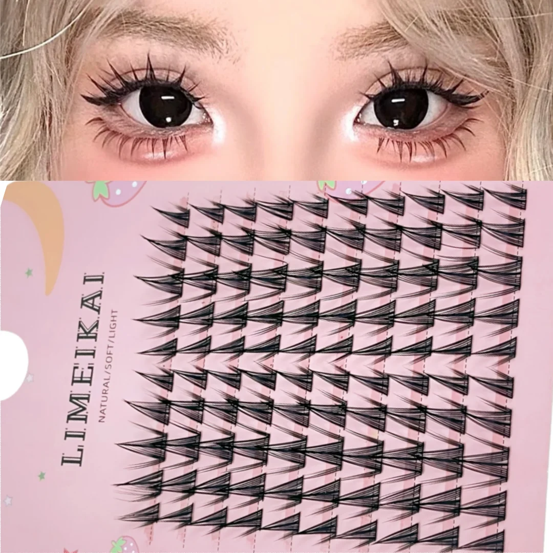 Conjunto de cílios postiços de girassol, 100 clusters, listras finas de estilo natural, acessório de maquiagem reutilizável para profissionais iniciantes