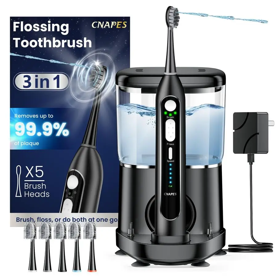 

Toothbrush with Water Flosser 3 in Combo, 5 Speed amp 3 Modes, Advanced 2.0 Flossing Toothbrush for Teeth Cleaning and Flossing,