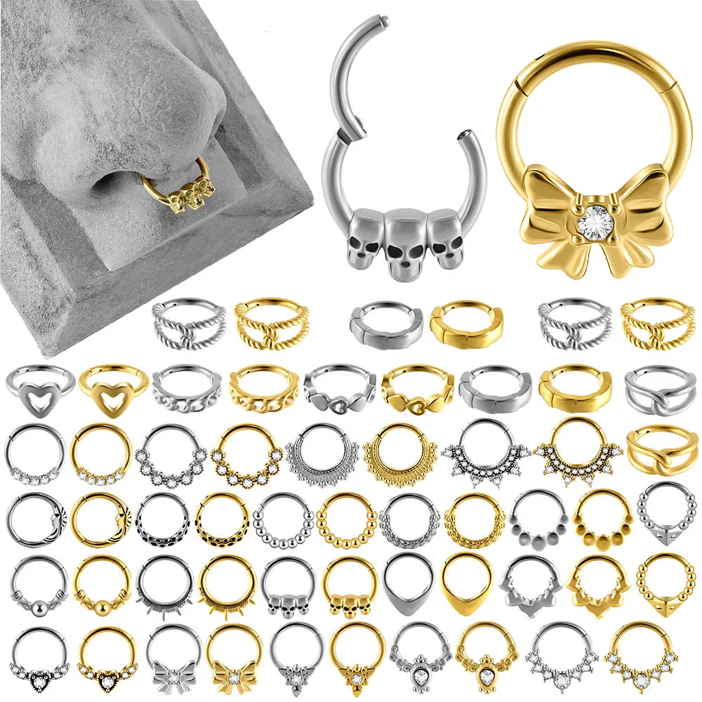 1 unidad de muchos estilos de calavera de acero inoxidable 16G, Piercing para tabique nasal, aro para cartílago, Tragus, Daith, pendientes, joyería para el cuerpo