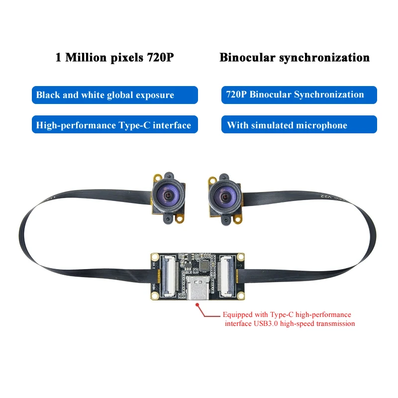 1MP Global Shutter Dual Camera, USB 3.0 High-Speed for Industrial & Robotics