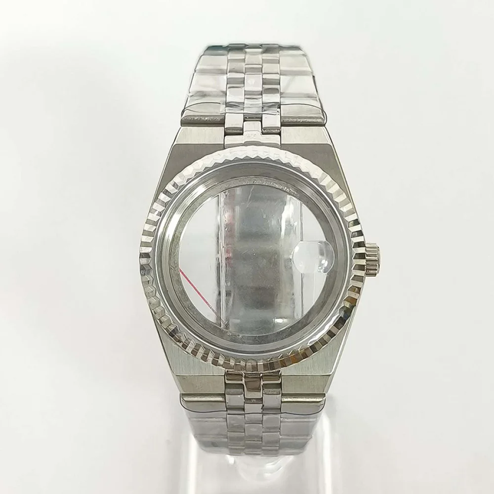 39.5MM Stainless steel Case+Bracelet Fluted Bezel Magnifying Glass Sapphire Shell for NH35/NH36 Movement Watch Accessories