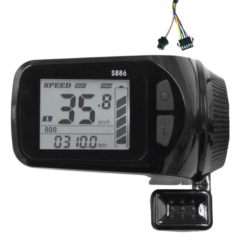 

AT-24V/36V/48V/60V S886 Ebike ЖК-дисплей Панель дроссельной заслонки для большого пальца для электрических велосипедов E-Scooter (SM