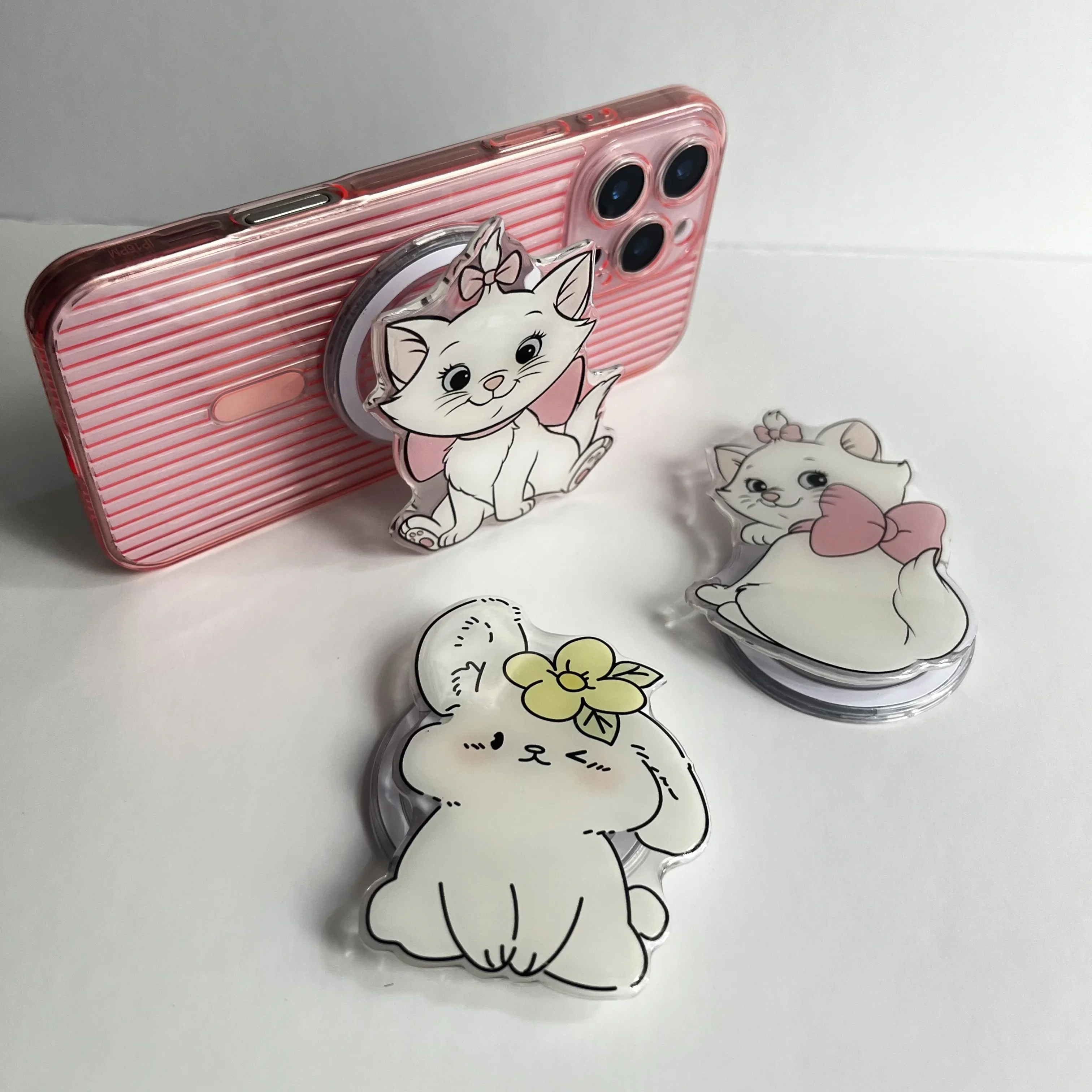 

Корейский милый мультяшный кот, кролик, держатель для телефона Griptok, поддержка IPhone 17 16, чехол для телефона Samsung, Grip Tok, кронштейн, подарок для девочки