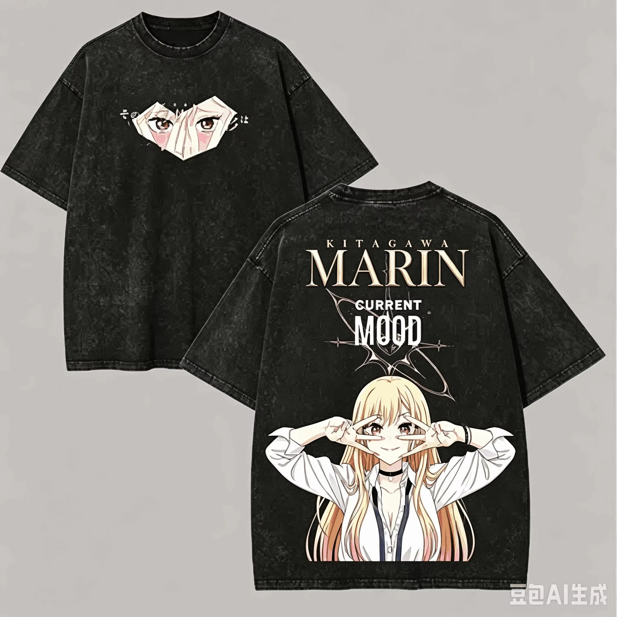 Heißer Verkauf Sommer Anime My Dress-Up Darling Manga Washed T-Shirts Y2K Herren Damen Harajuku Baumwolle Gothic Rundhals Oversized T-Shirts – Detail 5