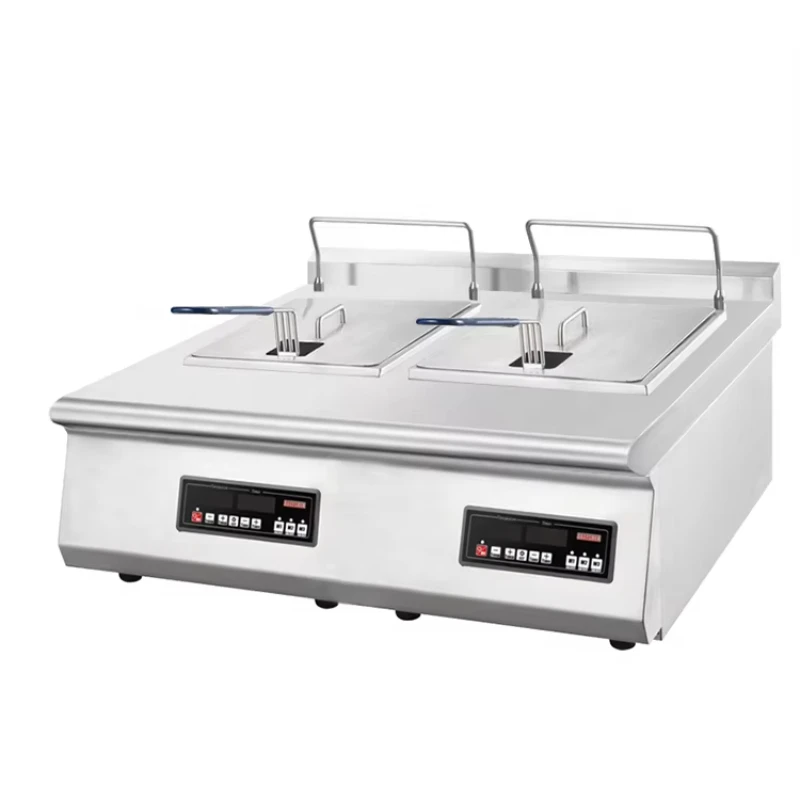 Commercial 2 Basket Electric Induction Deep Fryer with Digital Control and Adjustable Temperature for Restaurant Kitchen