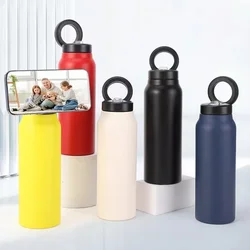 Custom All-in- One 24oz Stainless Steel Insulated Water Bottle with Magnetic Tripod Phone Holder for Sports Water Bottle