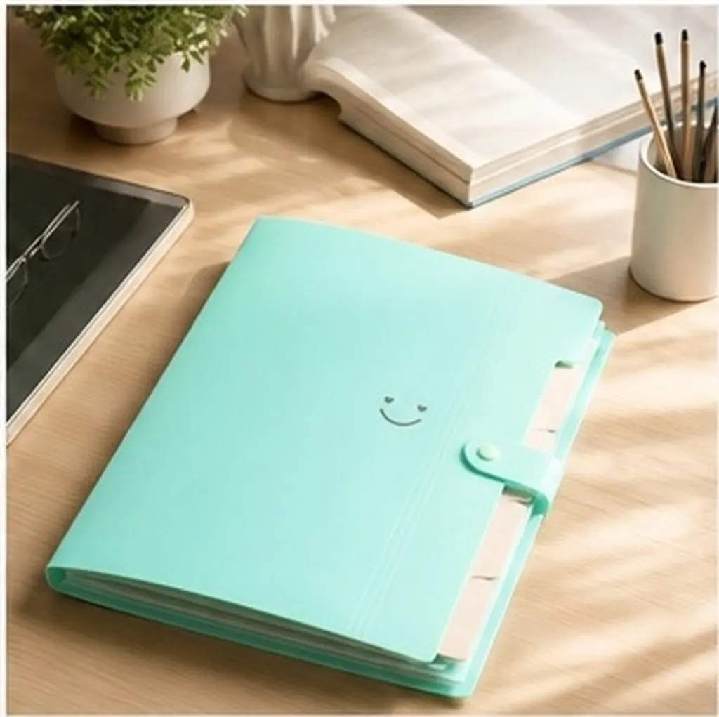 Plastic Pockets Smile Face File Folder Organizer A4 Accordion Expanding Closure Document Home Office School