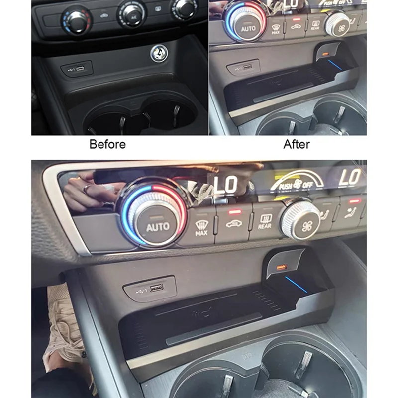 FULL-15W Car QI Wireless Charging Phone Charger Fast Charging Plate Phone Holder For A3 8V S3 2014-2020 Accessories