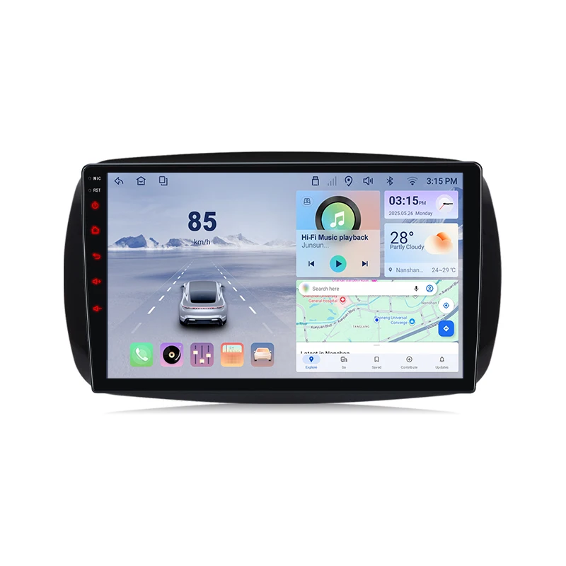 Junsun Android Auto Autoradio für Mercedes Benz Smart 453 Fortwo 2014 2015 2016-2020 Multimedia Wireless Apple CarPlay Intelligente Systeme IPS Touchscreen Stereo Videoplayer 2 Din Autoradio Head Unit
