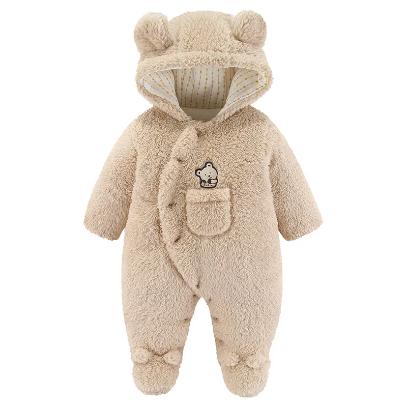 Bonito bebê menino menina roupas de inverno conjuntos de algodão bodysuits recém-nascido ao ar livre macacão com capuz mangas compridas rastejando terno casaco macacão