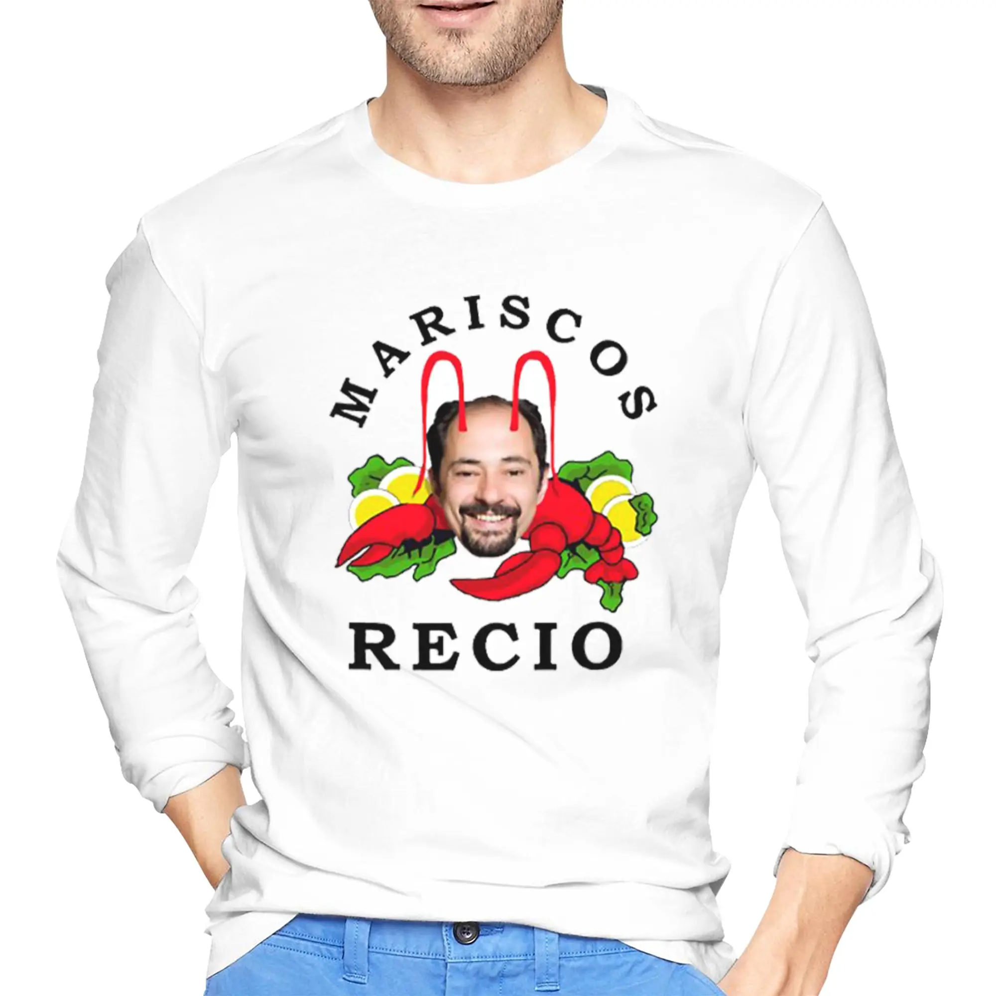 

Мужская футболка с длинными рукавами Antonio Recio, модные футболки с круглым вырезом, весенние и осенние мужские топы