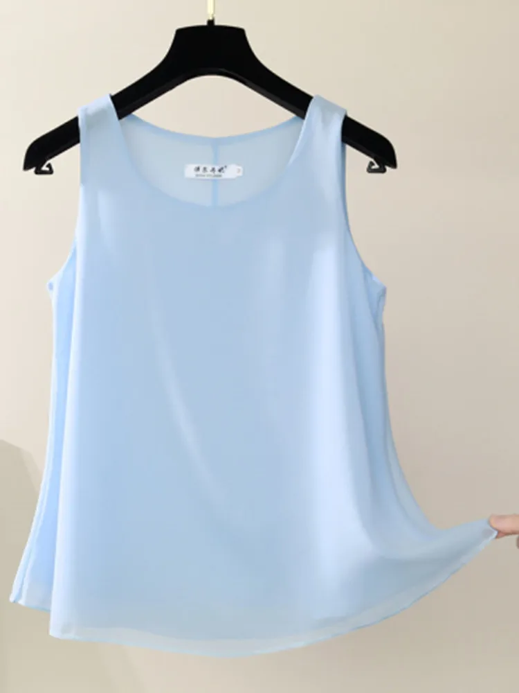 2024 Fashion Brand Camisole Summer Loose O-V-Neck Chiffon Shirts Womens Tops Plus Size Womens Shirts Small Suits Women's Clothes