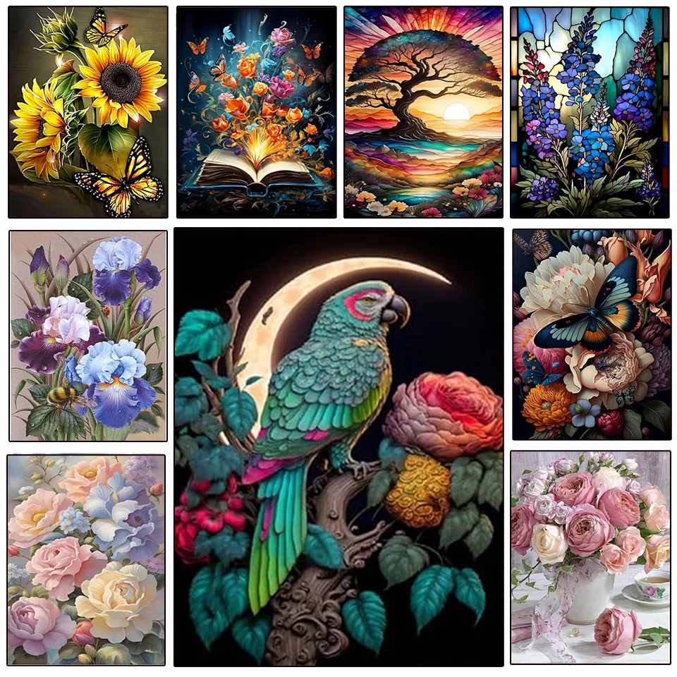 

DIY 5D Diamond Painting Animal Bird Flower Stitch Rhinestone Embroidery Painting Full Round Diamond Mosaic Home Decor 2024 New