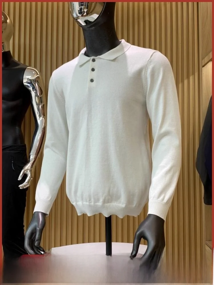 

Ele Мягкий вязаный однотонный повседневный мужской воротник с воротником на осень-зиму, универсальный легкий деловой удобный модный полиэстер...