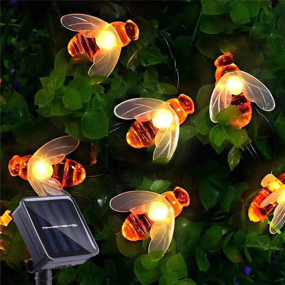 

Solar Powered Garland LED String Bee Lights IP65 Waterproof Outdoor Garden Solar Lighting Decoration Bulb Retro Holiday Garland