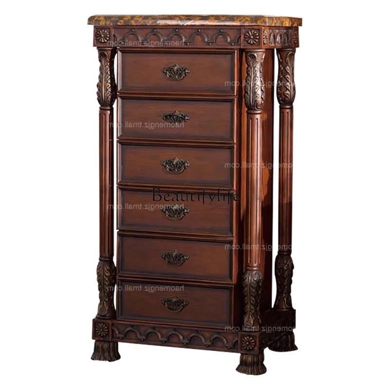 

European six-chest cabinet American retro marble storage drawer cabinet large capacity