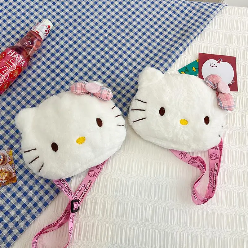 Sanrio Hello Kitty Mini Shoulder Bag Kawaii Cartoon Messenger Plush Earphone Bag Girl Kids Cute Children's Birthday Present