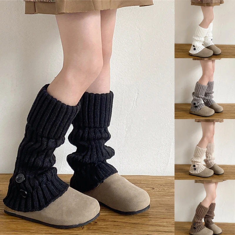 

Knitted Socks Autumn Winter Retro Socks Leg Cover Stockings Breathable Loose Socks Leg Warmer Stockings for Girls 3-13