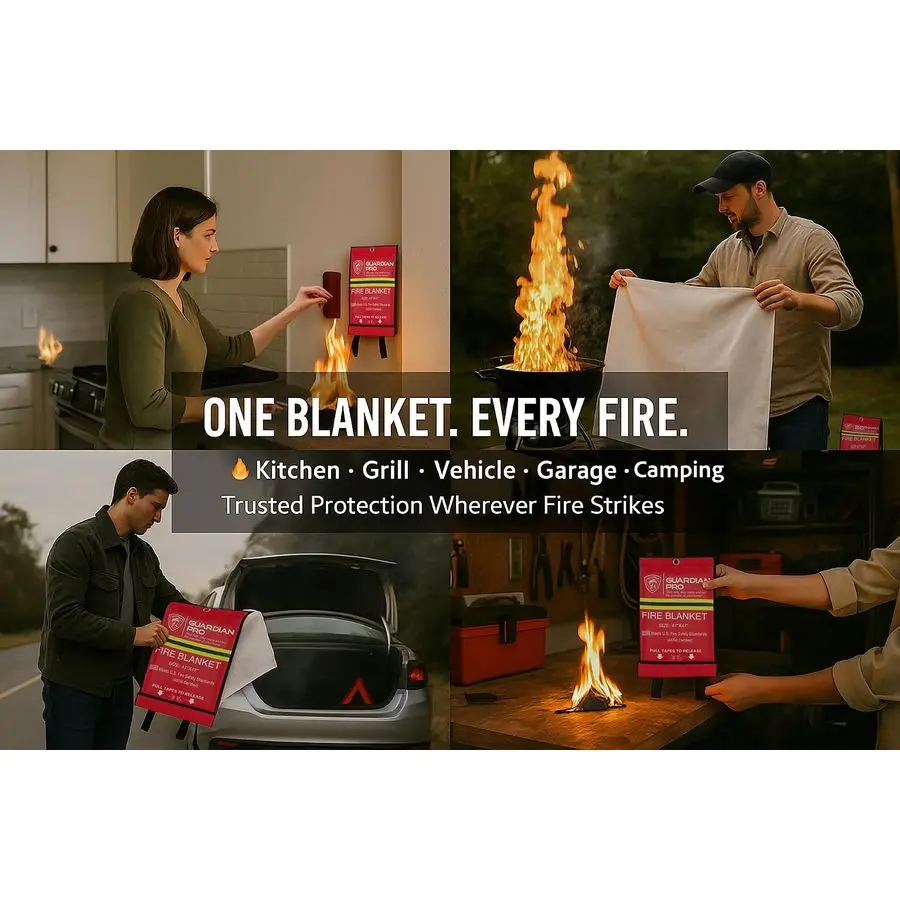 Пожарное одеяло для дома и кухни 47x47 Must Have Fire Protection Пожарная защита Подавление из стекловолокна Пожарные одеяла для дома Кемпинг Ca