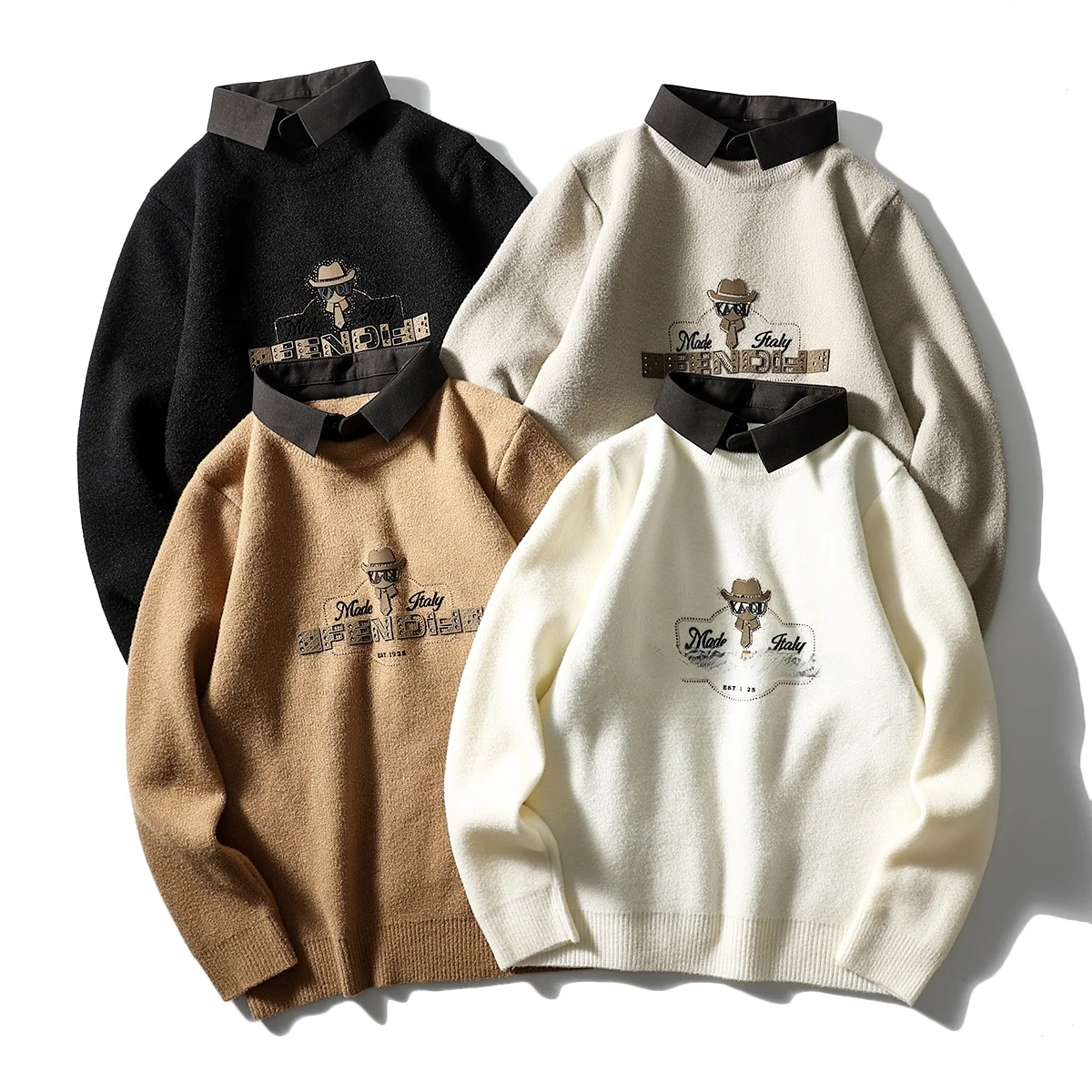 

Удобный мужской вязаный свитер с воротником-стойкой, мягкий, приятный к телу, теплый, модный, осенне-зимний, с эффектом двухслойности.