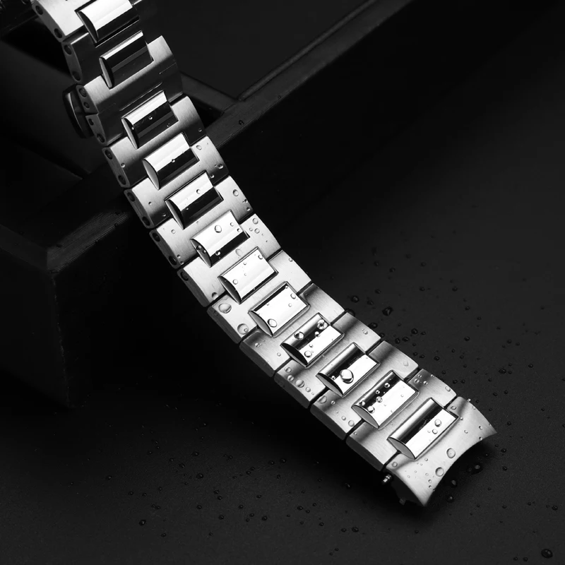 20mm Curved End Solid Stainless Steel Strap For IWC Portuguese timekeeping IW358312 IW371607 Bracelet Watch Chain Men's