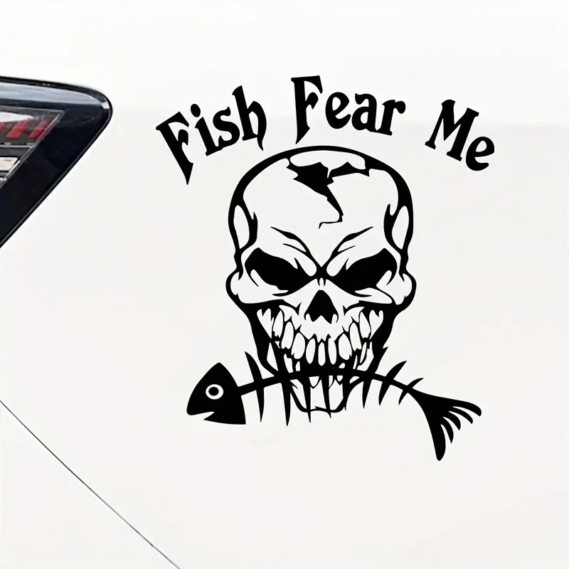 

1 шт. модная наклейка с черепом и рыбьей косточкой-водостойкий винил-бутылки с водой, коробки для снастей для каяка, эффектный декор для любителей рыбалки