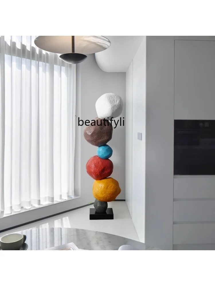 Simple Colorful Stone Floor Ornaments Model Room Living Room TV Cabinet Background Wall Staircase Large Art Sculpture