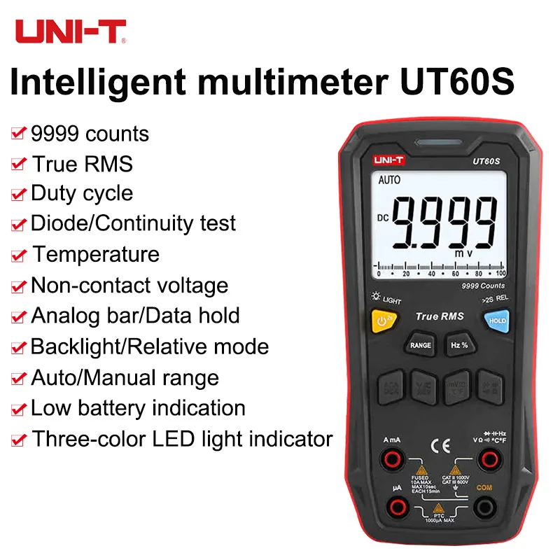 UNI-T Digital Multimeter Full Button Auto Range 6000 Counts True RMS NCV Temp Capacitance Anti-burn Tester for Electrician