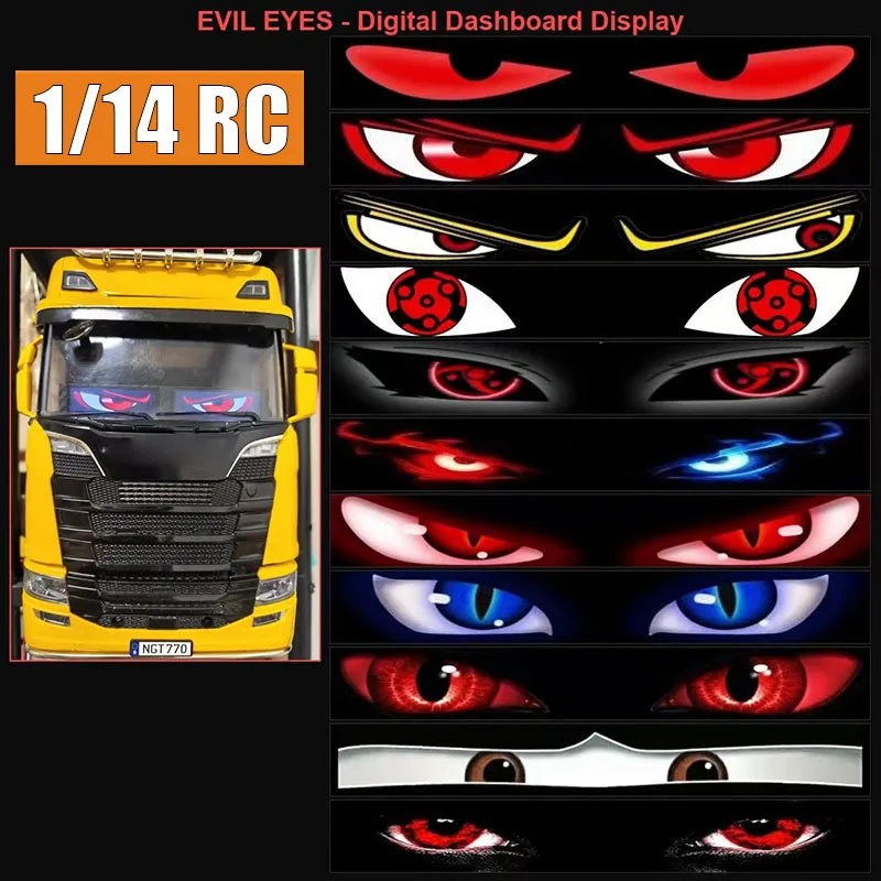 1/14 RC Truck Dynamically Glowing Eyes Devil's Eye for 1/14 Tamiya RC Truck SCANIA 770S R620 for VOLVO FH16 ACTROS Arocs Car