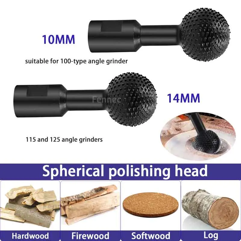 10/14mm Sphere Rotary Grinding Head Wood Carving Polishing Engraving Drilling Bits Ball Gouge Grinding Head Angle Grinder Tool