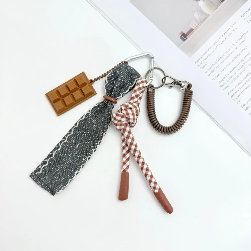 

Vintage Y2K Tassel Key Chain Anti Loss Fluffy Braided Phone Lanyard Doll Brown Braided Rope Keychain Daily Use