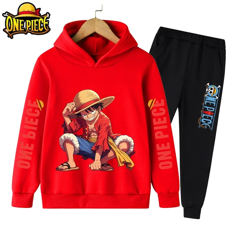 

Spring Autumn One Piece Hoodie Pants 2Piece Set for Kids Boys Luffy Zoro Character Design Childrens Athletic Wear Costume Gift