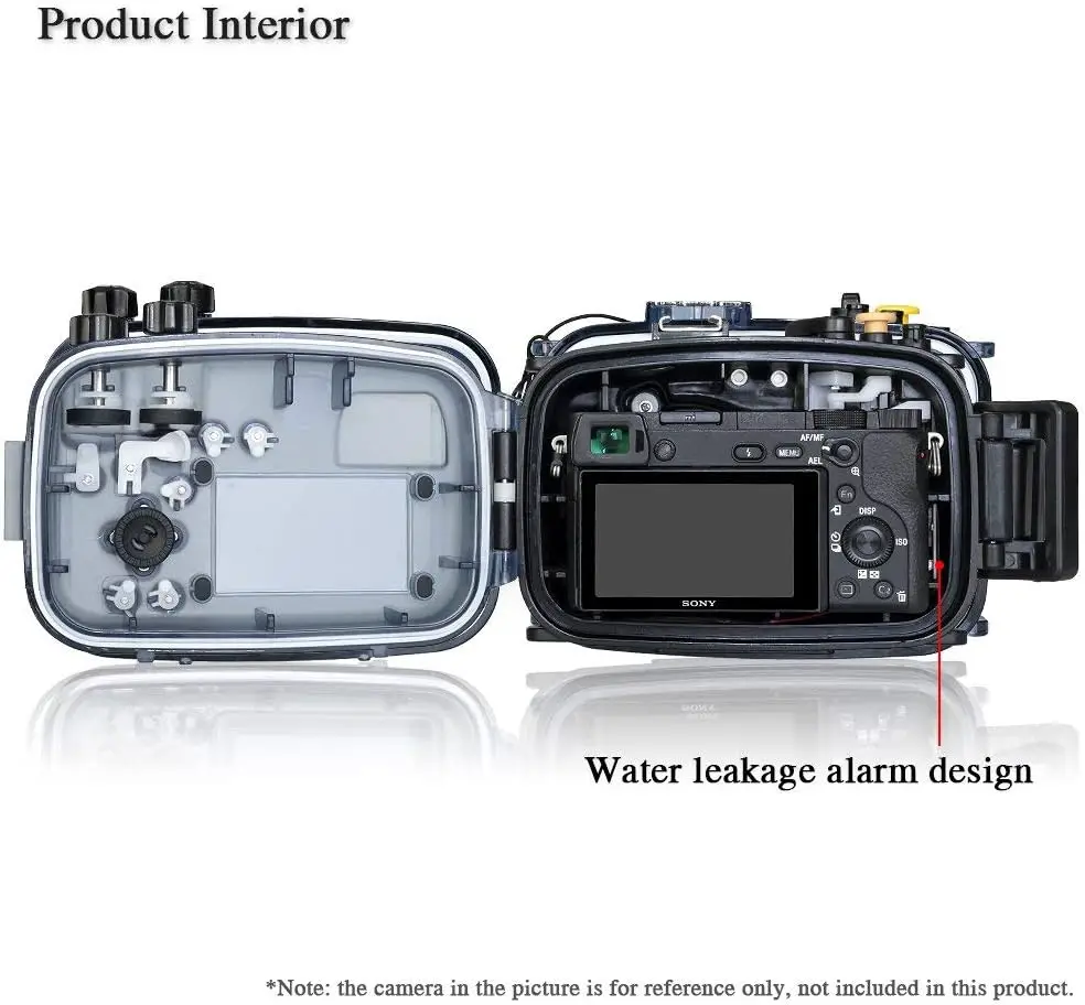 CANMEELUX A6300 Waterproof Housing Case Diving 40M/130ft Work for Sony A6300 Camera(Red+Yellow Filter)