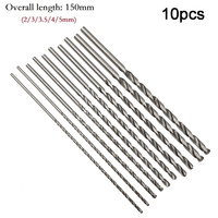 10Pcs HSS High Speed Steel Drill Bit 2-5mm Punch Holes Set Extra Long 150mm For Electric Drills Machines Aluminum Power Tools