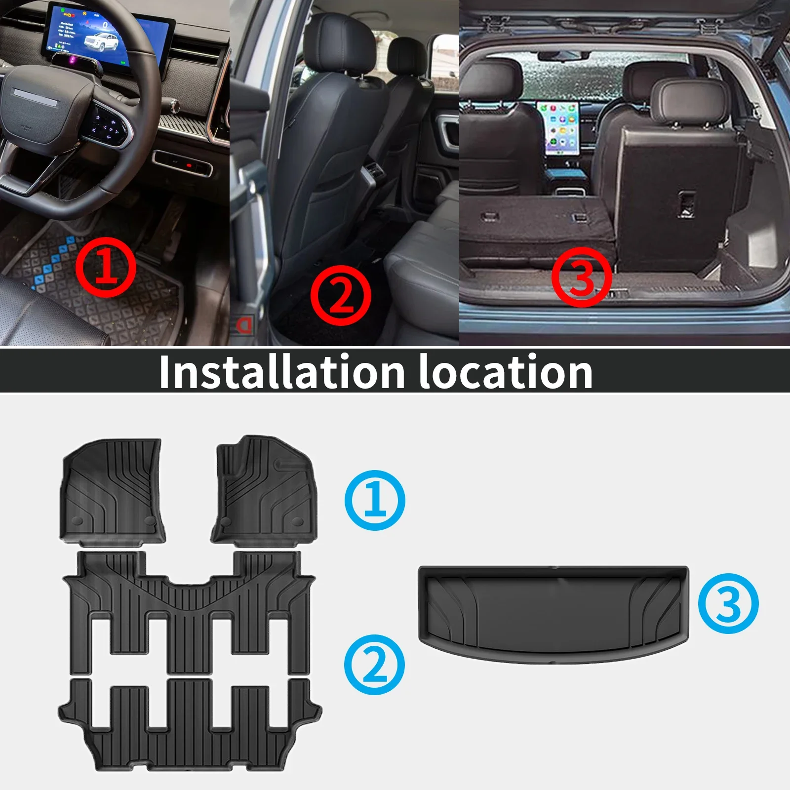 for MAXUS 7 G70 LDV Mifa 7 2024 2025 2026 7 seats (Not 6 seats) RHD/LHD TPE Car Floor & Trunk Mats Non-Slip Interior Accessories