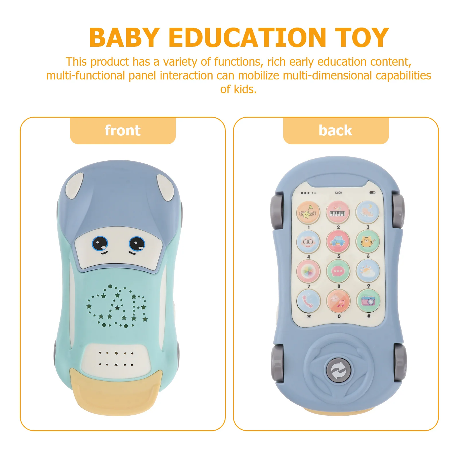 Musica Light Story Machine Cartoon Car Design Telefono per bambini Simulazione educativa per bambini Apprendimento vocale multifunzionale Interattivo