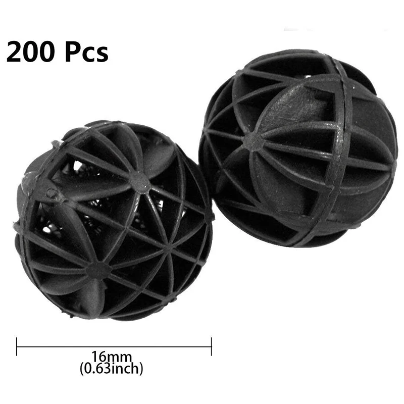 Bio Balls Aquarium Fish Tank Filter Bio Media for Fish Tank Aquarium Pond 200Pcs, 16MM Dia.