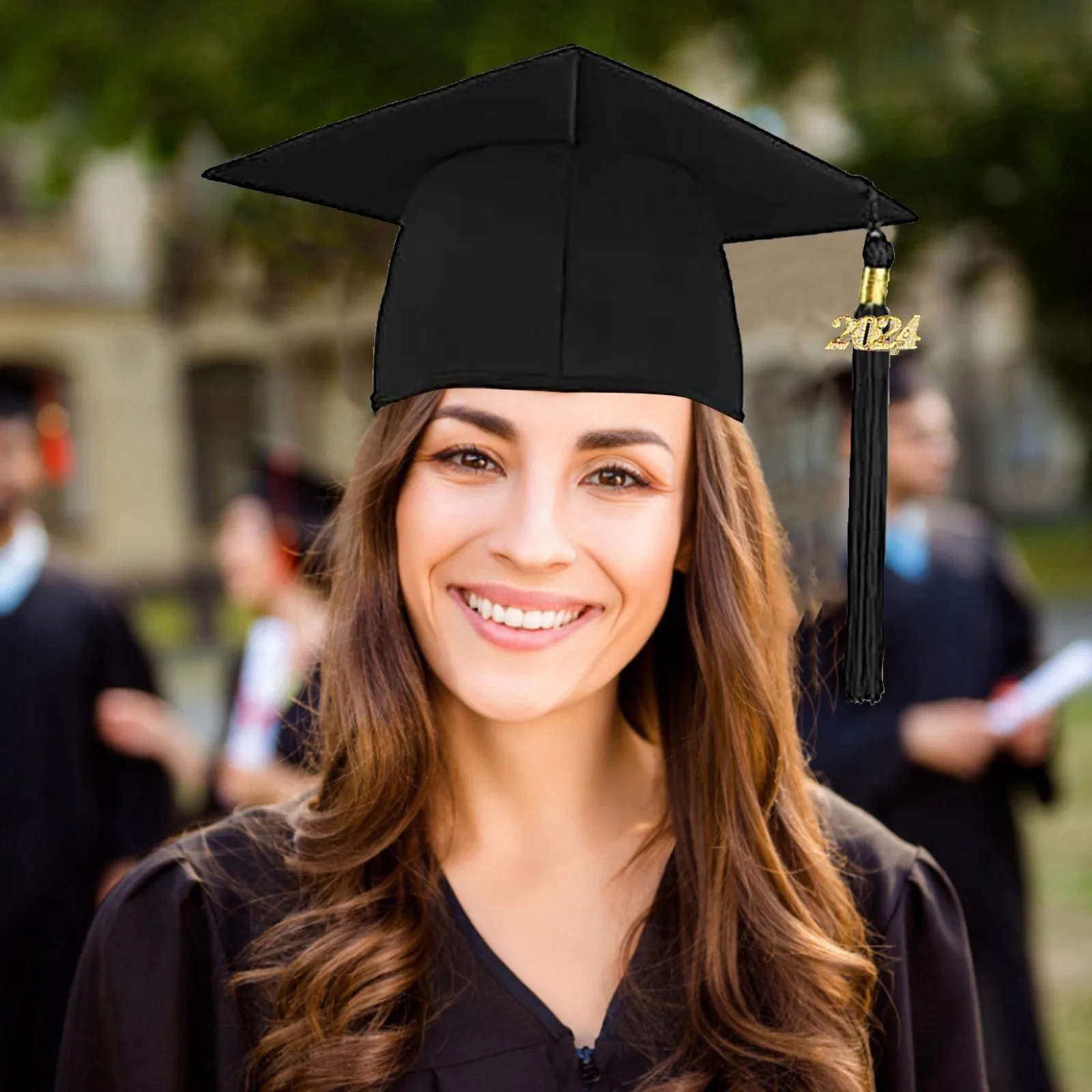 Gorro de graduación de despedida de soltera con borlas, ajustable, Unisex, para niños y adultos, 2024