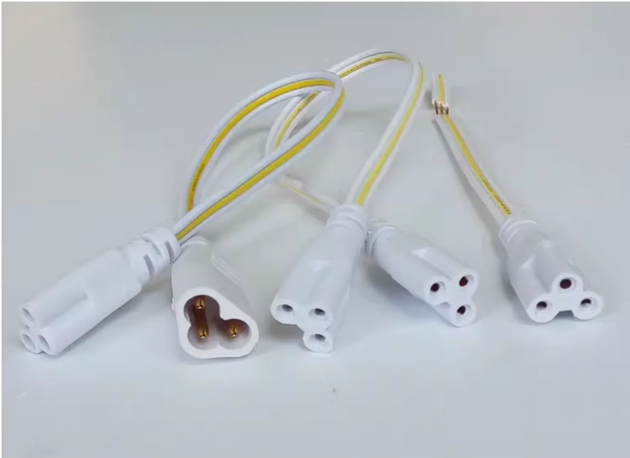 

10 шт./лот, разъем для светодиодной трубки T4/T5/T8, 3 отверстия, двухсторонняя встроенная трубка, гибкий соединительный кабель, провод для трубки светильника