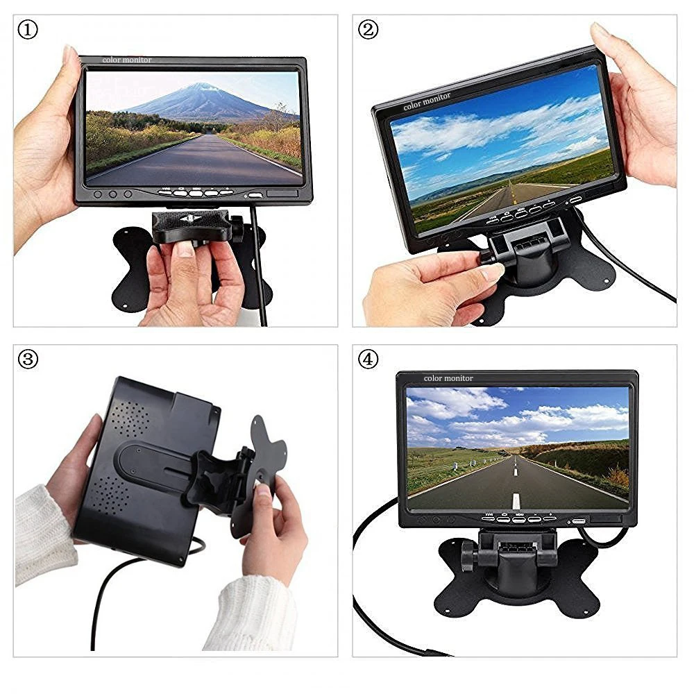Podofo 7 Zoll Auto-Monitor LCD-Display Rückfahrkamera Wasserdicht 4-Pin IR Nachtsicht Rückfahrkamera für Bus LKW Anhänger