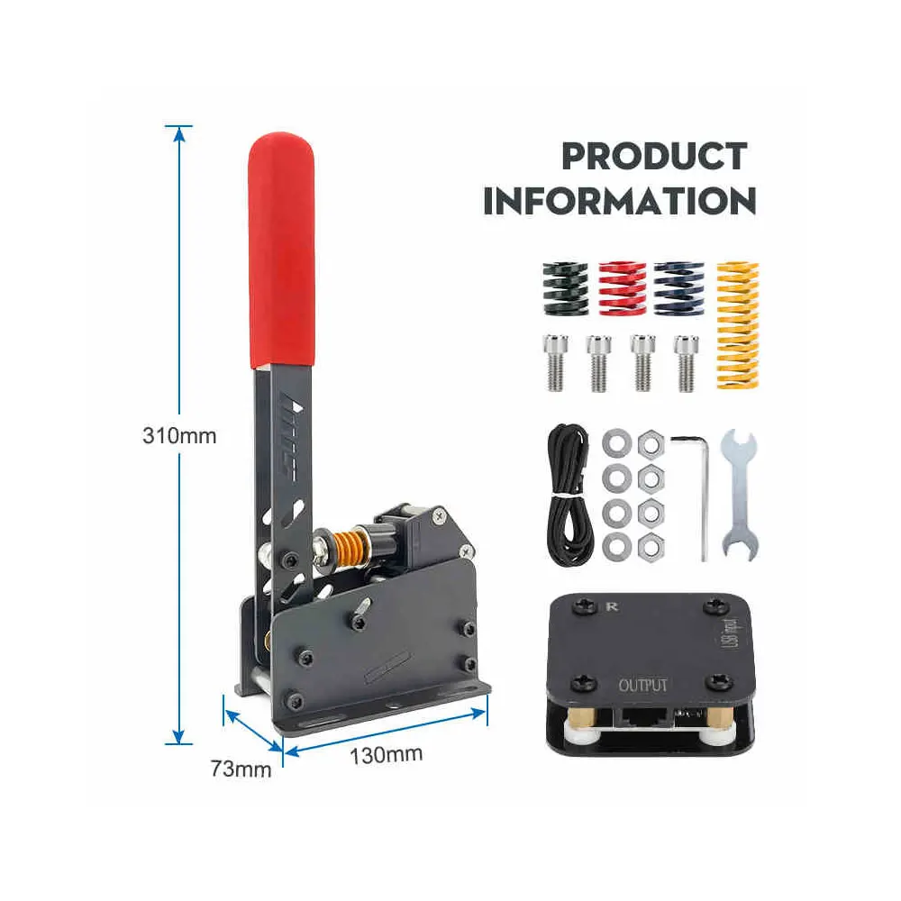 레이싱 게임 시뮬레이터 핸드 브레이크, 실버/매트 블랙 01 버전, PC-USB 압력 SIM 핸드 브레이크, 레드/블랙 핸들 포함