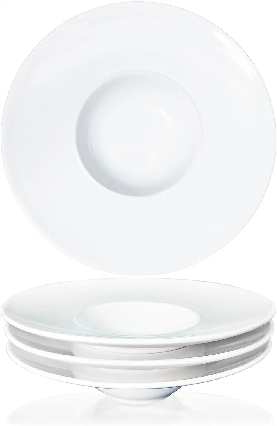 

Ceramics Rimmed Soup Bowls 5.1 oz, White 8.5 inch Exquisite small soup plate Set of 4, Pasta plates With Rim is the best choice