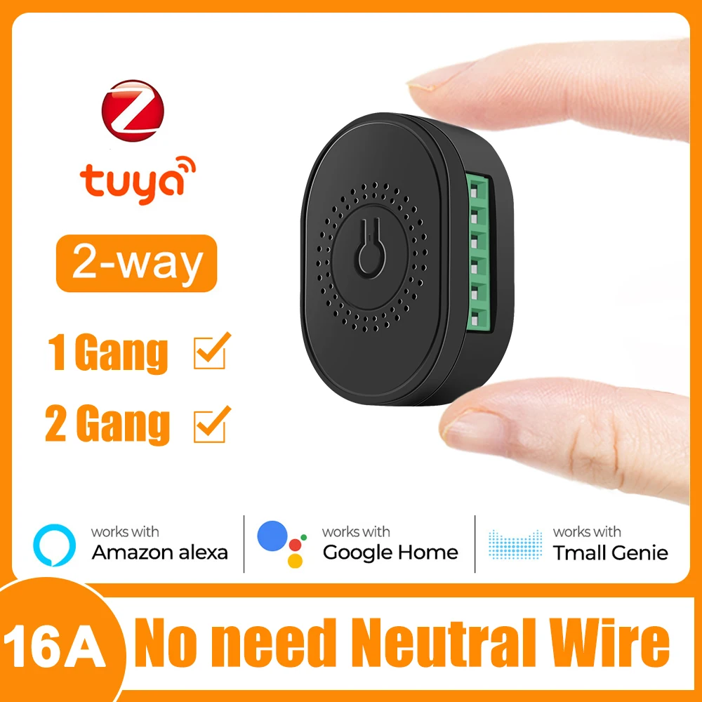 16A Zigbee Switch 2 Way Mini Circuit Breaker Tuya WiFi Switch Smart Module No Netural Wire Required Work With Alexa Google Home