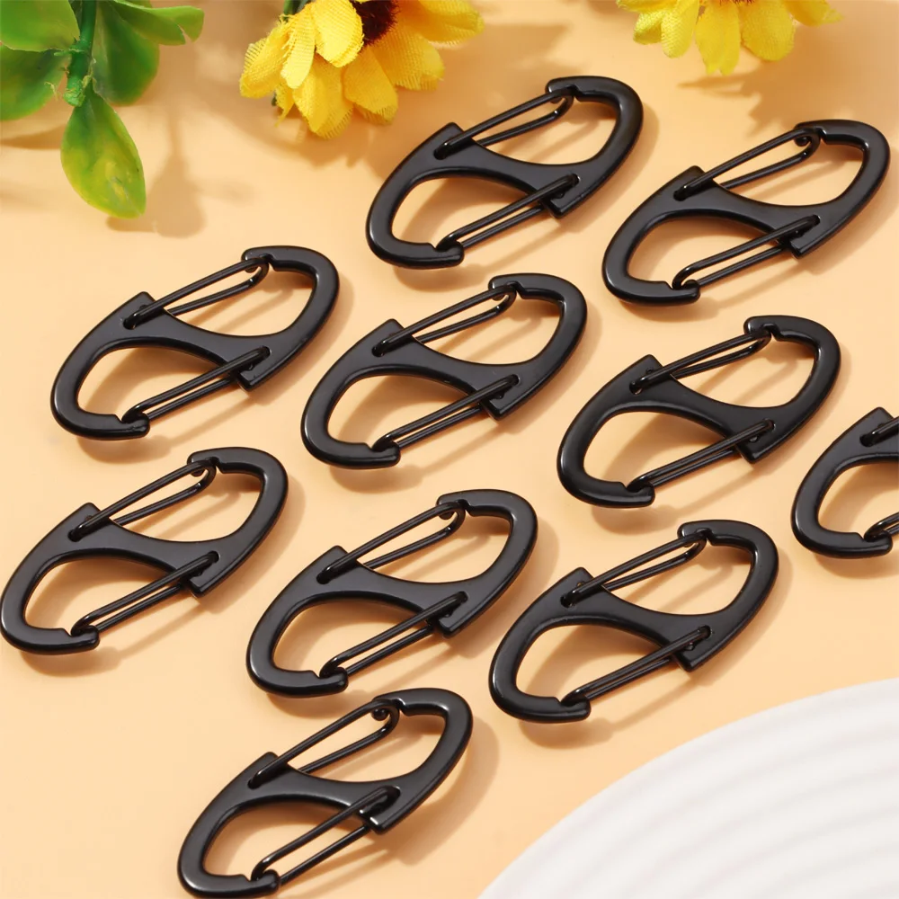 10PCS S Double Carabiner Set Camping EDC Survival Climbing Spring Backpack Clasps Keychain Tactical Gear Hooks Key Chain Clip