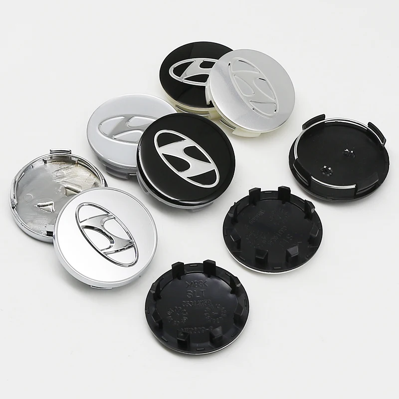Abs 56/58/60mm 3d carro emblema roda hub centro tampa crachá cobre acessórios para hyundai i10 i20 i30 getz acento elantra santa