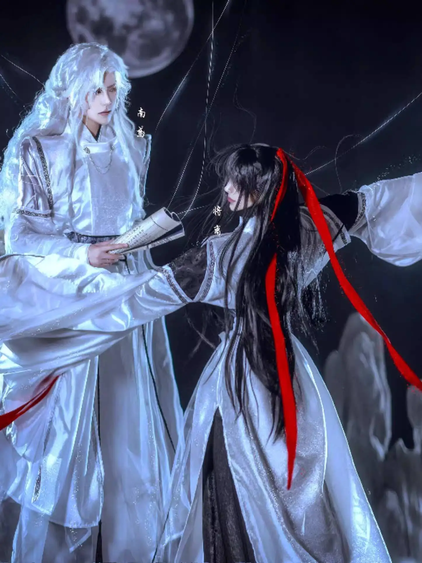 TGCF الطراز القديم جينغفنغ مهرجان الله الشر شيه تا باي ليو تأثيري تنوعا أبيض أسود ازياء أداء الهالوين Hanfu
